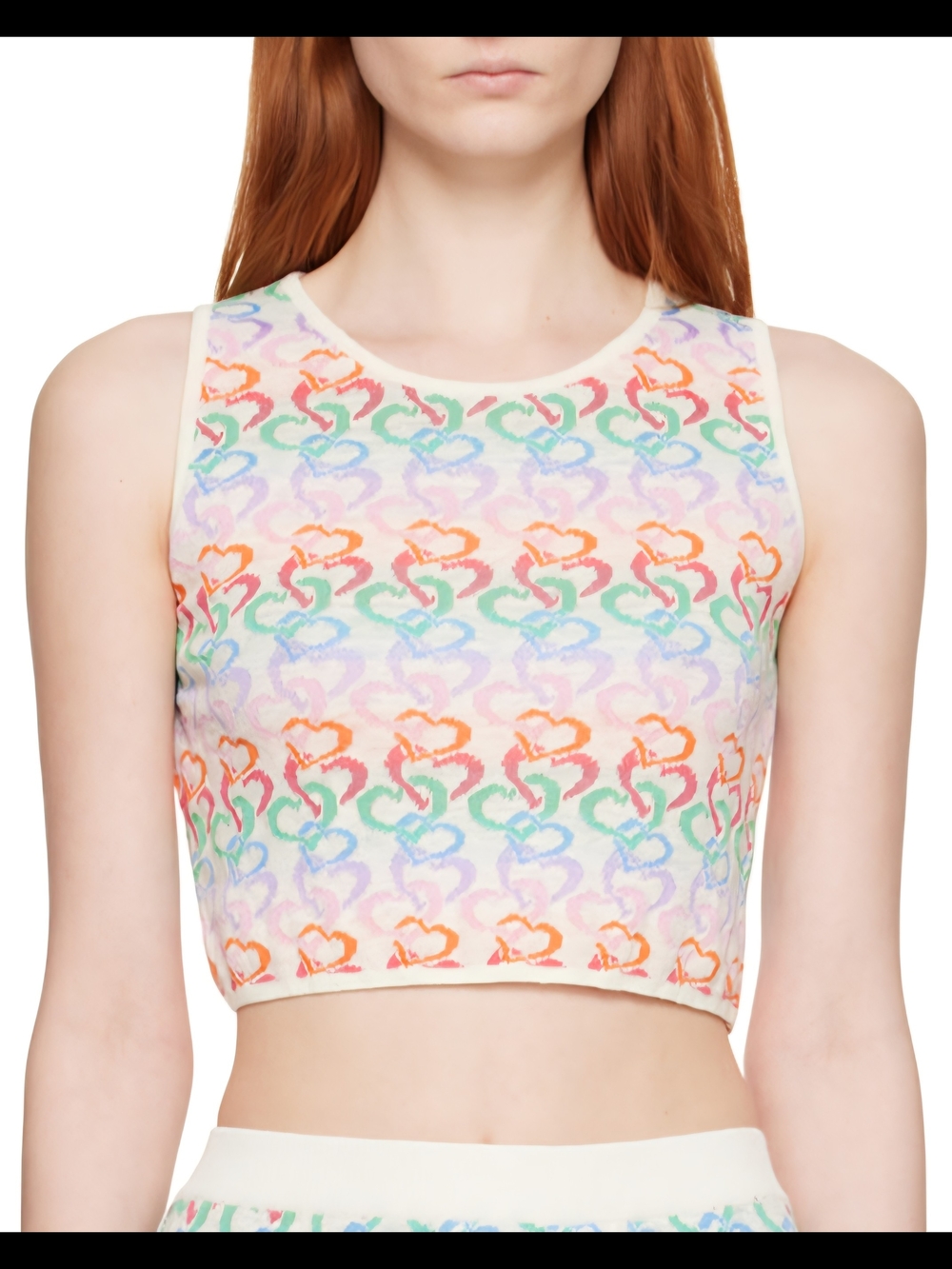 Women’s Multicolor Heart Print Crop Top